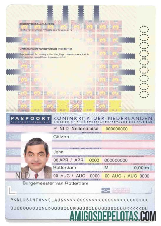 Passaporte da Holanda (Holanda) (2006 2016) baixar para verificação